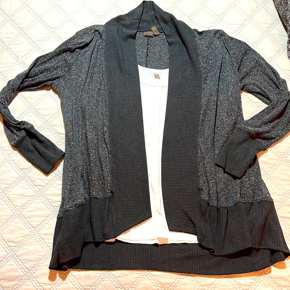 Zella grey fleck knit open front cardigan